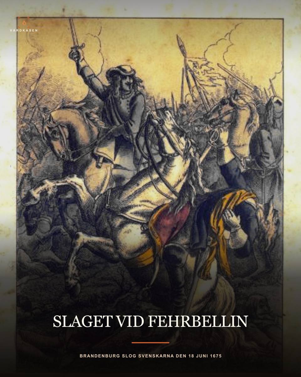 Historisk illustration av kavalleri vid slaget vid Fehrbellin 1675