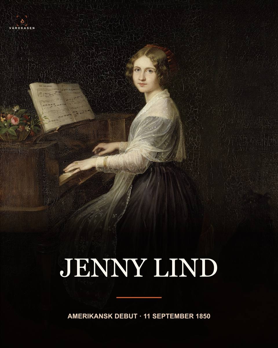 Jenny Lind vid klaviaturen. Louis Asher, 1845. Nationalmuseum/Statens porträttsamling, NMGrh 1923, via Wikimedia Commons. Public domain/PDM. Beskuren och försedd med text av Vårdkasen.