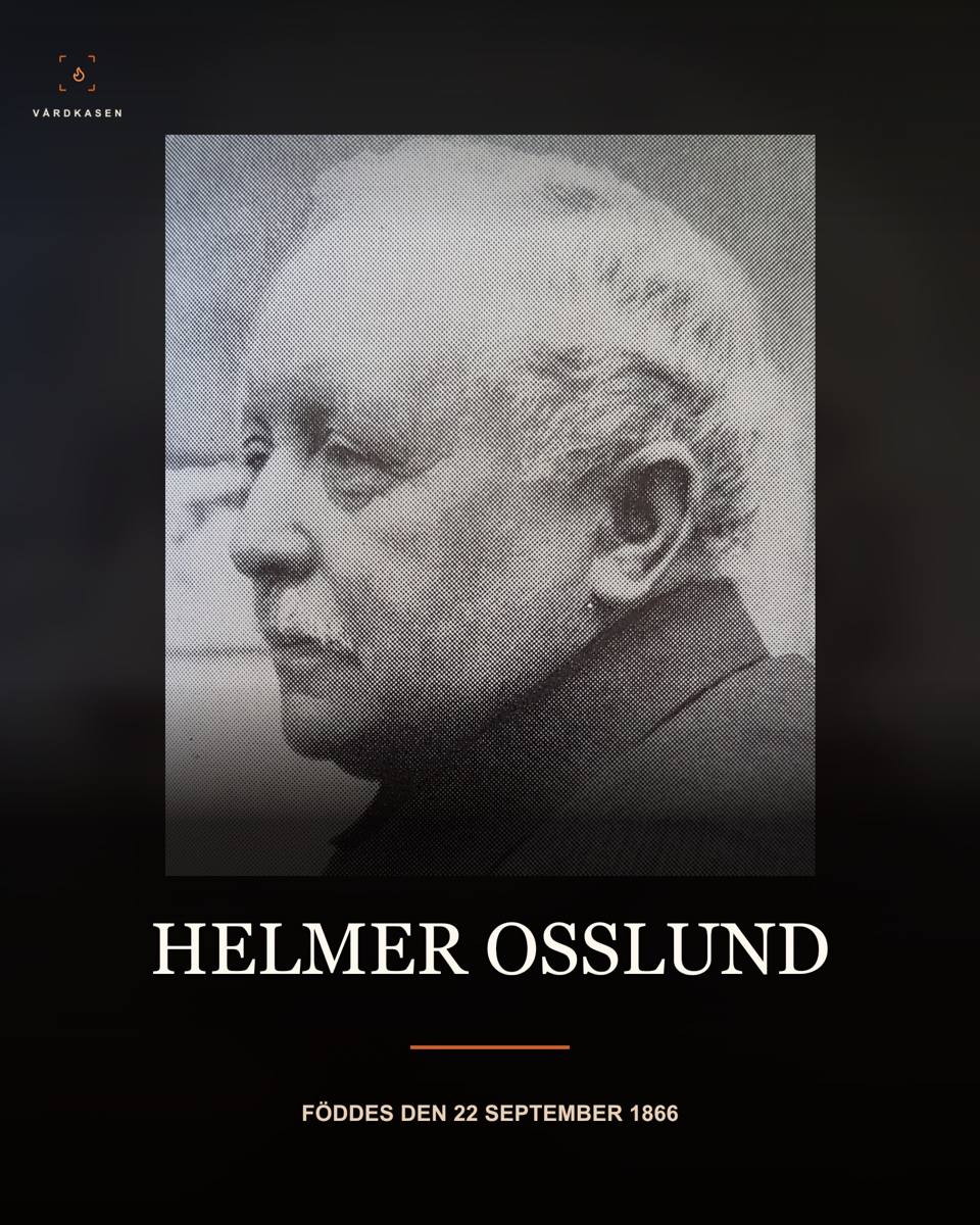 Helmer Osslund, historiskt fotografi av okänd fotograf, avfotograferat ur Allhems Svenskt konstnärslexikon. Reproduktion uppladdad av Janee på Wikimedia Commons 2020. Exakt fil: File:Helmer Osslund.jpg. Public domain i Sverige enligt PD-Sweden-photo; ingen CC0-licens påstås. Beskärning och textöverlägg, ingen AI-restaurering.