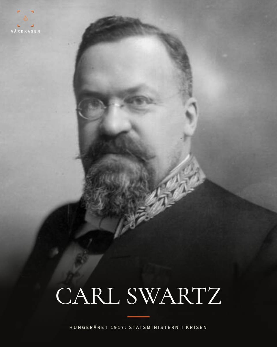 Porträtt av Carl Swartz, Sveriges statsminister under hungeråret 1917