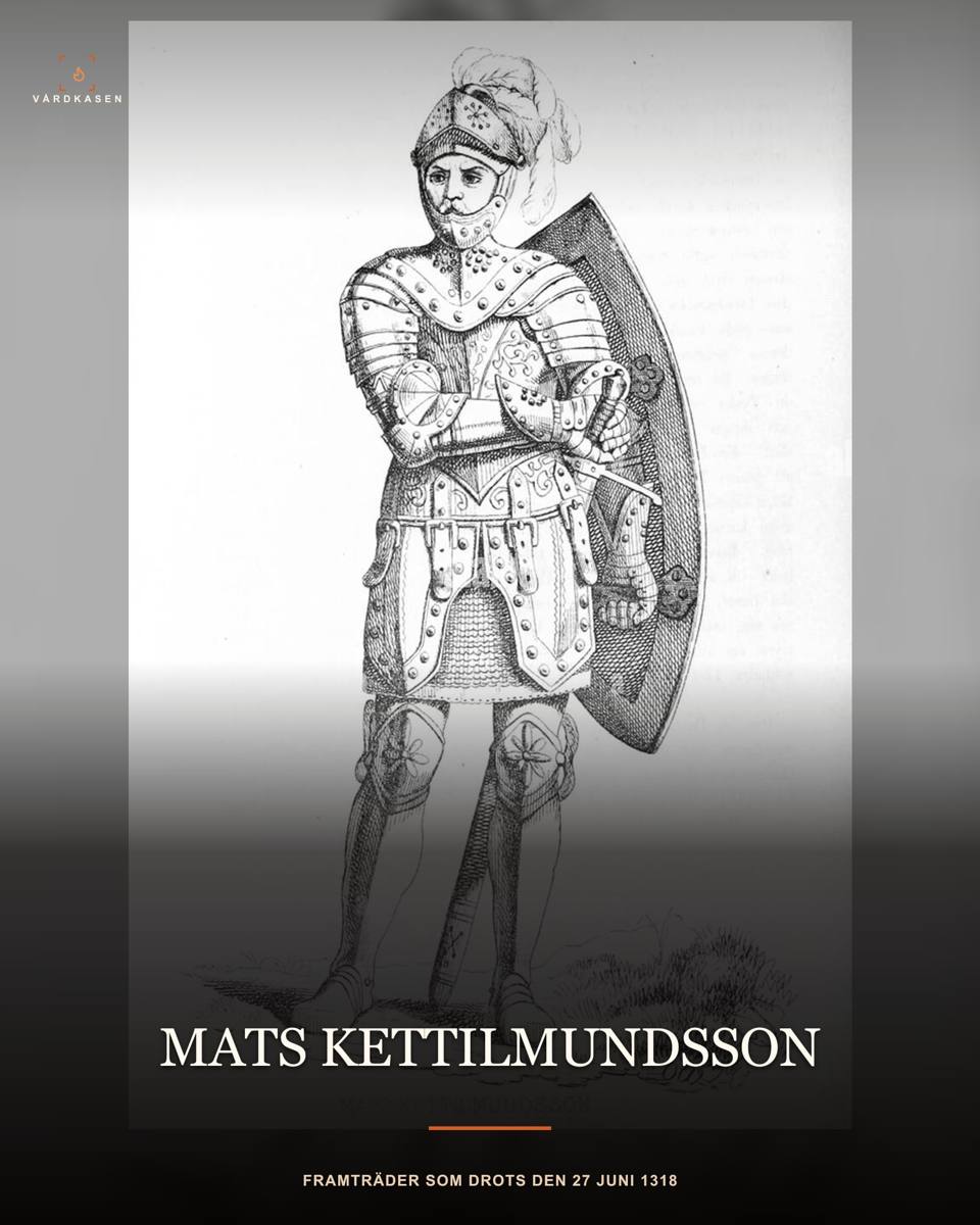 Mats Kettilmundsson i en 1800-talsillustration med rustning och sköld