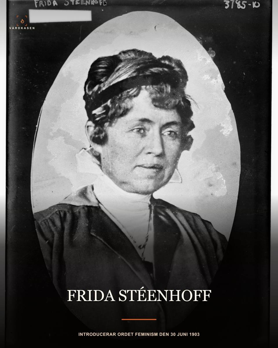 Porträtt av Frida Stéenhoff, författaren som introducerade ordet feminism i svensk debatt 1903