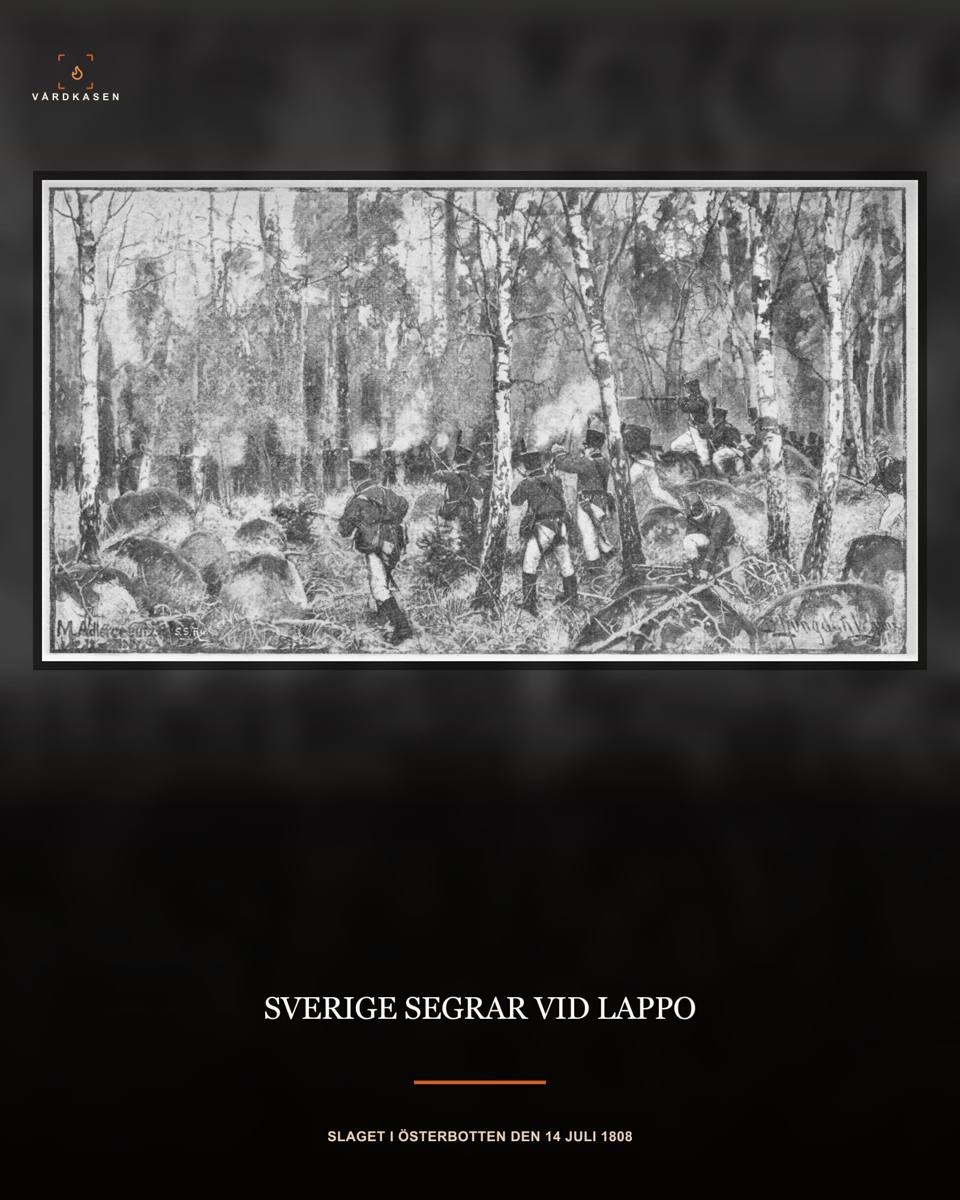 Illustration av svenska soldater ur Savolaxbrigaden under Slaget vid Lappo 1808.