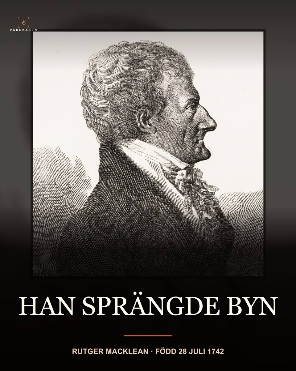 Kopparstick omkring 1810 av jordbruksreformatorn Rutger Macklean i profil.