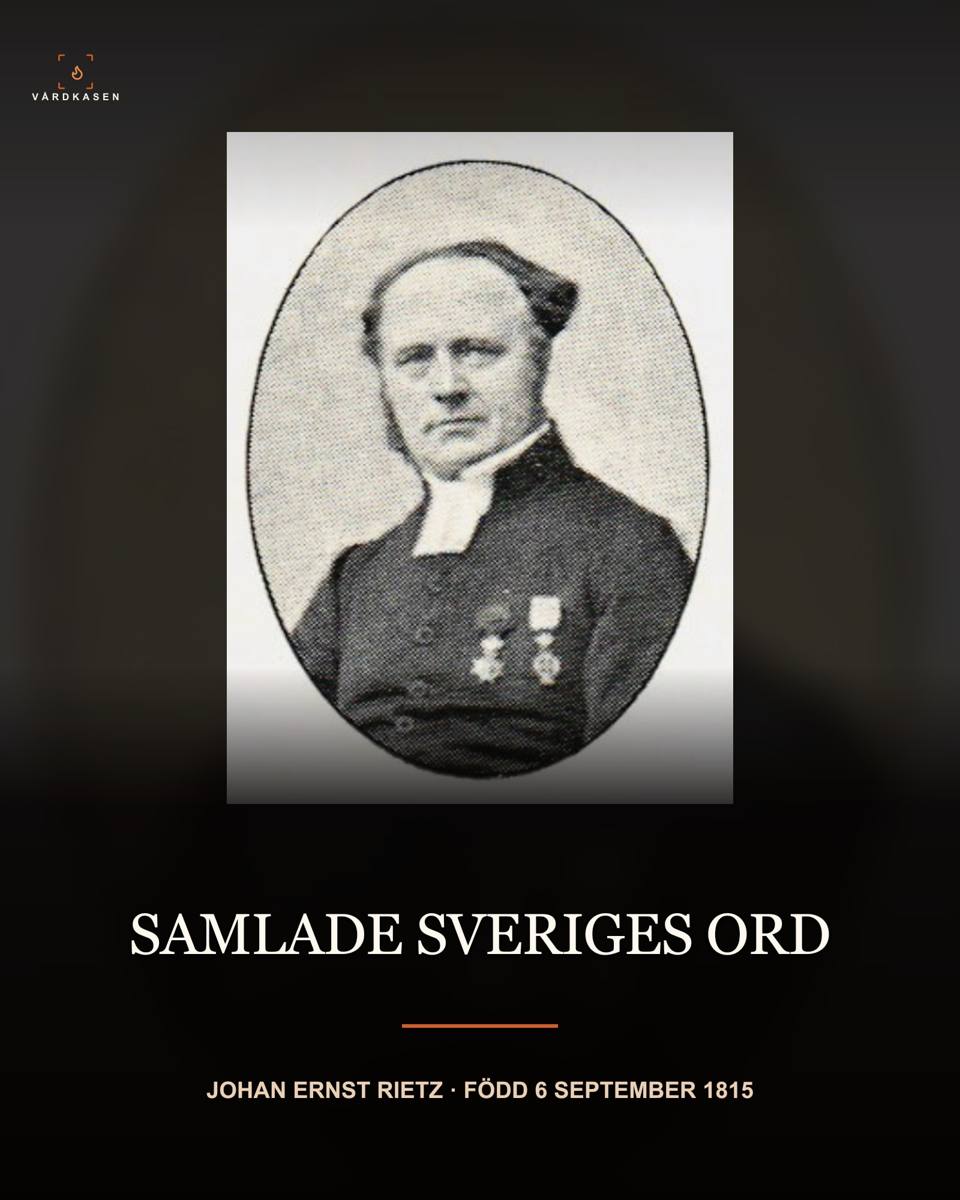 Historiskt ovalt porträtt av Johan Ernst Rietz i prästdräkt. Okänd upphovsperson, Svenskt Porträttarkiv via Wikimedia Commons, public domain.