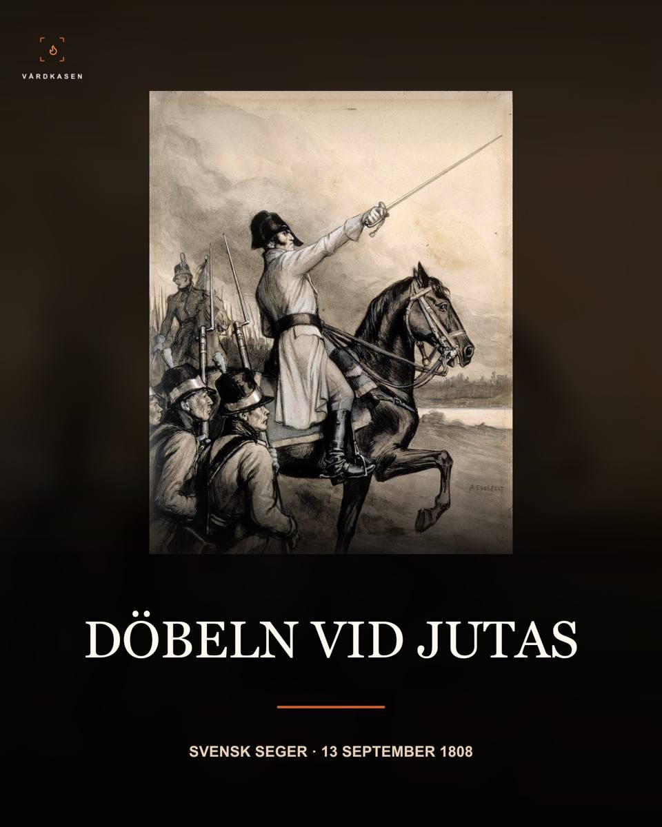 Albert Edelfelt, Döbeln vid Jutas, senare illustration till Fänrik Ståls sägner. SLS via Wikimedia Commons, public domain/PD-Art. Inte samtida dokumentation. Skalad och försedd med text.